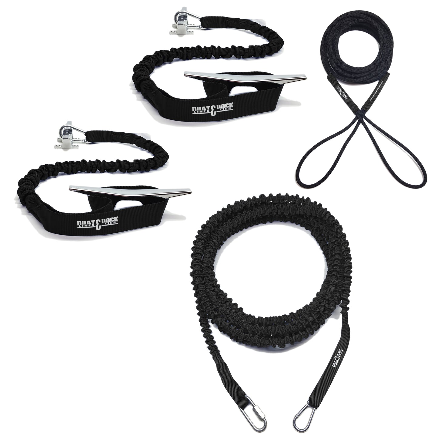 Ultimate Boaters Kit- Hook and Loop Dock Ties, Anchor Bungee and Docking Bungee Rope - USA Made