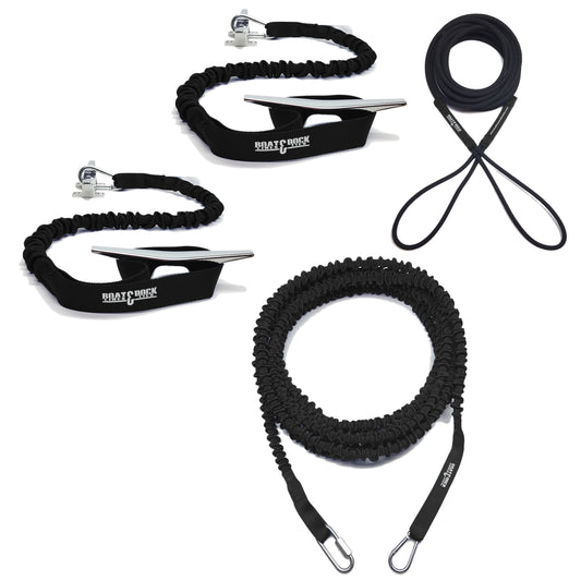 Ultimate Boaters Kit- Hook and Loop Dock Ties, Anchor Bungee and Docking Bungee Rope - USA Made
