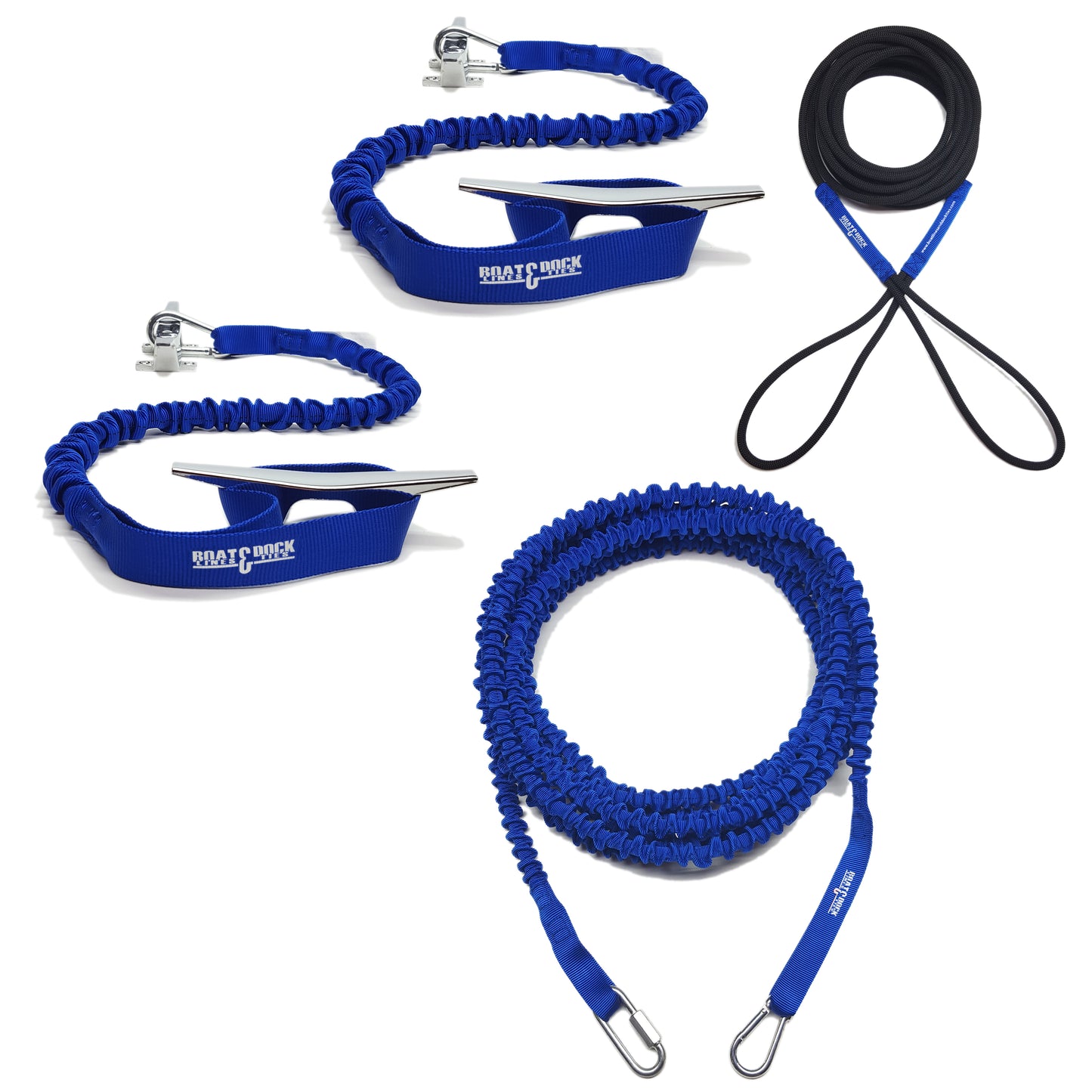 Ultimate Boaters Kit- Hook and Loop Dock Ties, Anchor Bungee and Docking Bungee Rope - USA Made