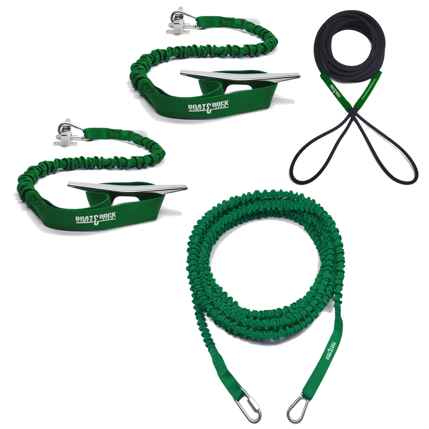 Ultimate Boaters Kit- Hook and Loop Dock Ties, Anchor Bungee and Docking Bungee Rope - USA Made