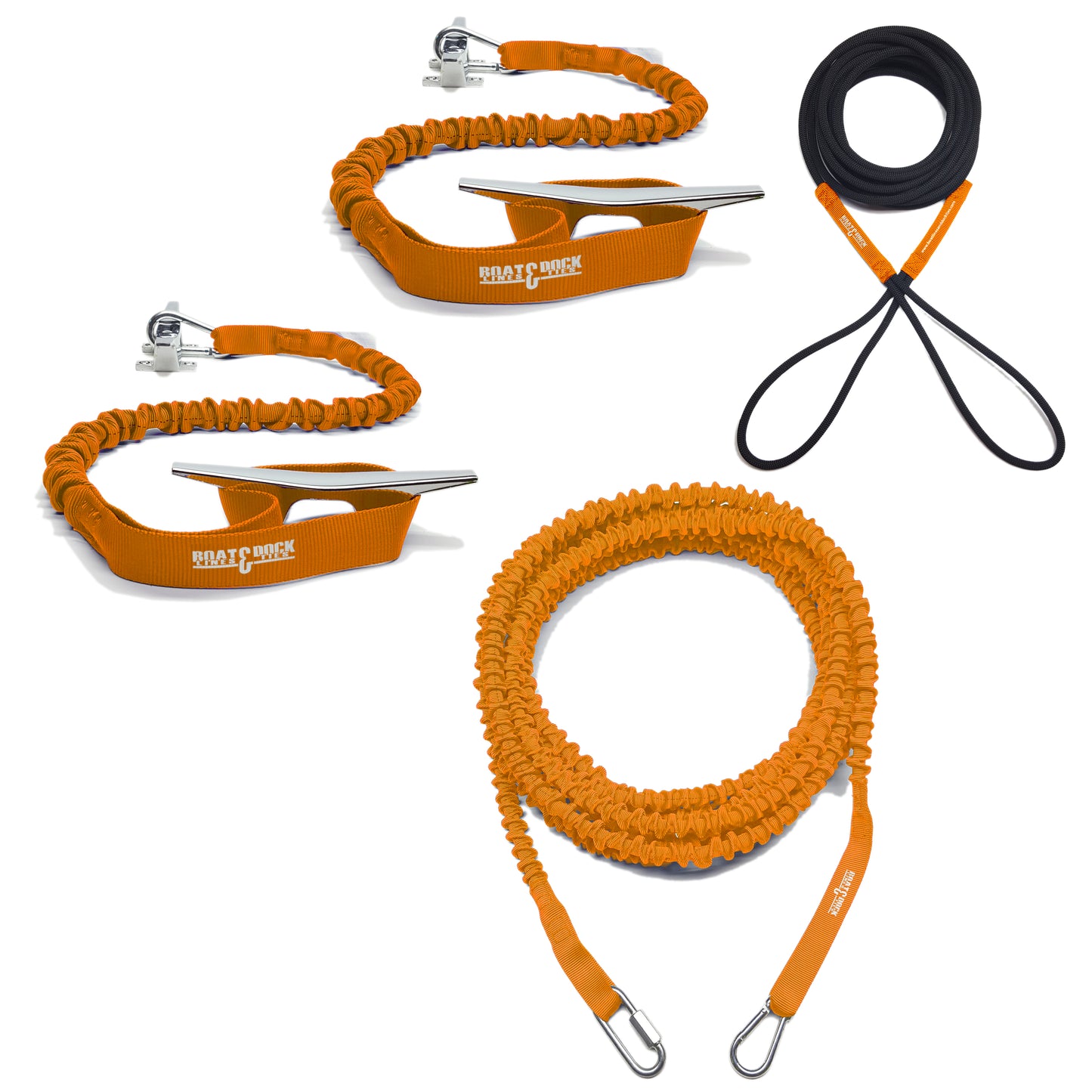 Ultimate Boaters Kit- Hook and Loop Dock Ties, Anchor Bungee and Docking Bungee Rope - USA Made