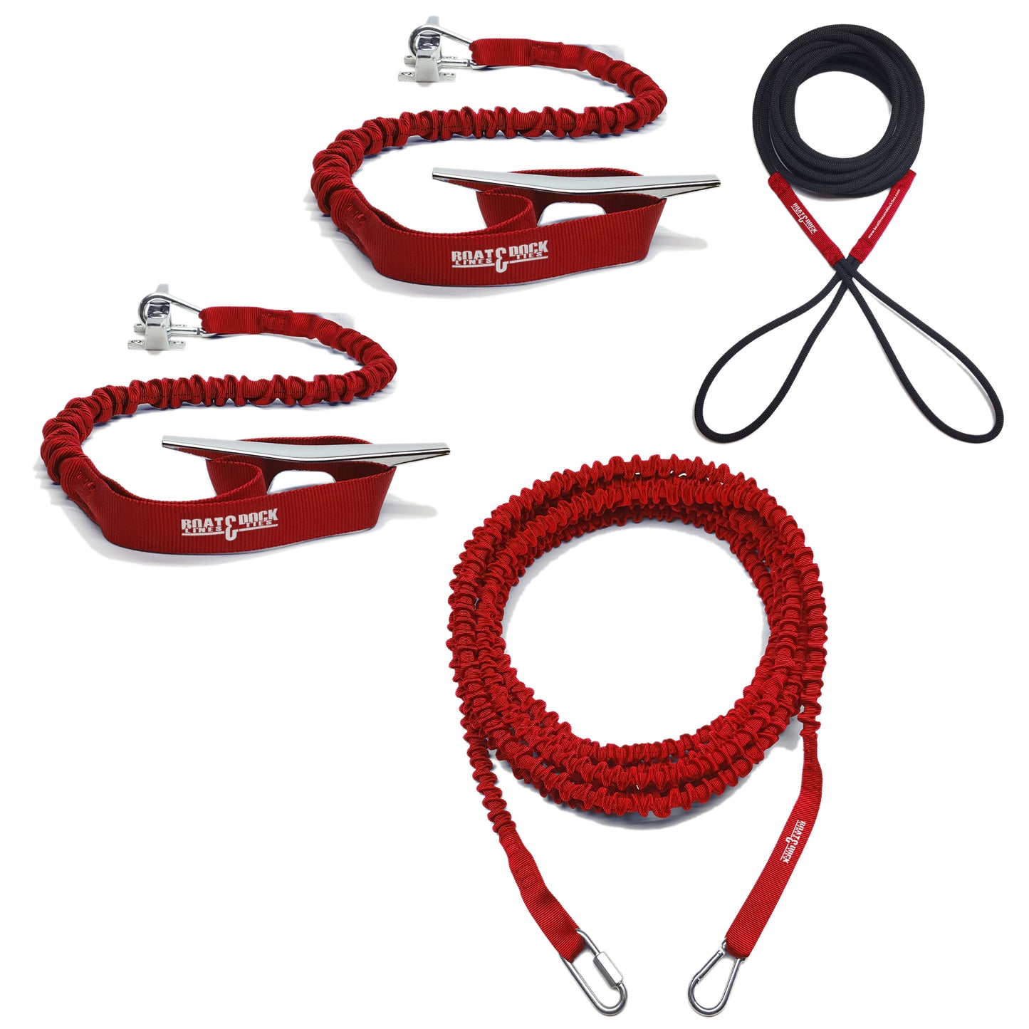 Ultimate Boaters Kit- Hook and Loop Dock Ties, Anchor Bungee and Docking Bungee Rope - USA Made