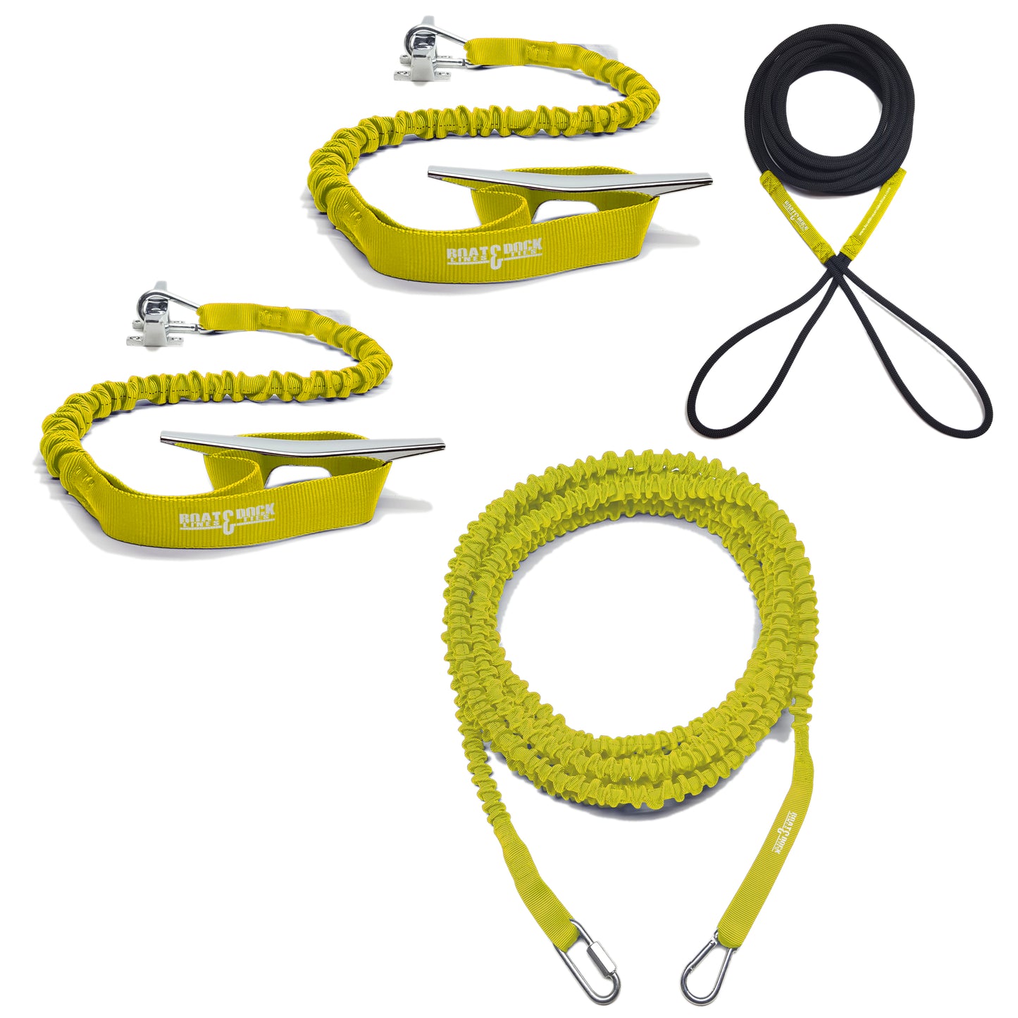 Ultimate Boaters Kit- Hook and Loop Dock Ties, Anchor Bungee and Docking Bungee Rope - USA Made