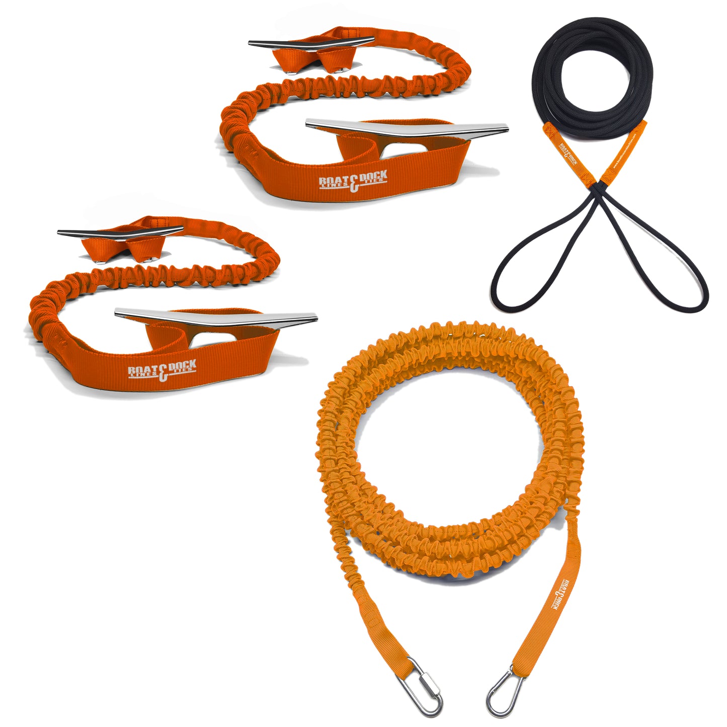 Ultimate Boaters Kit- 2 Loop Dock Ties, Anchor Bungee and Docking Bungee Rope - USA Made
