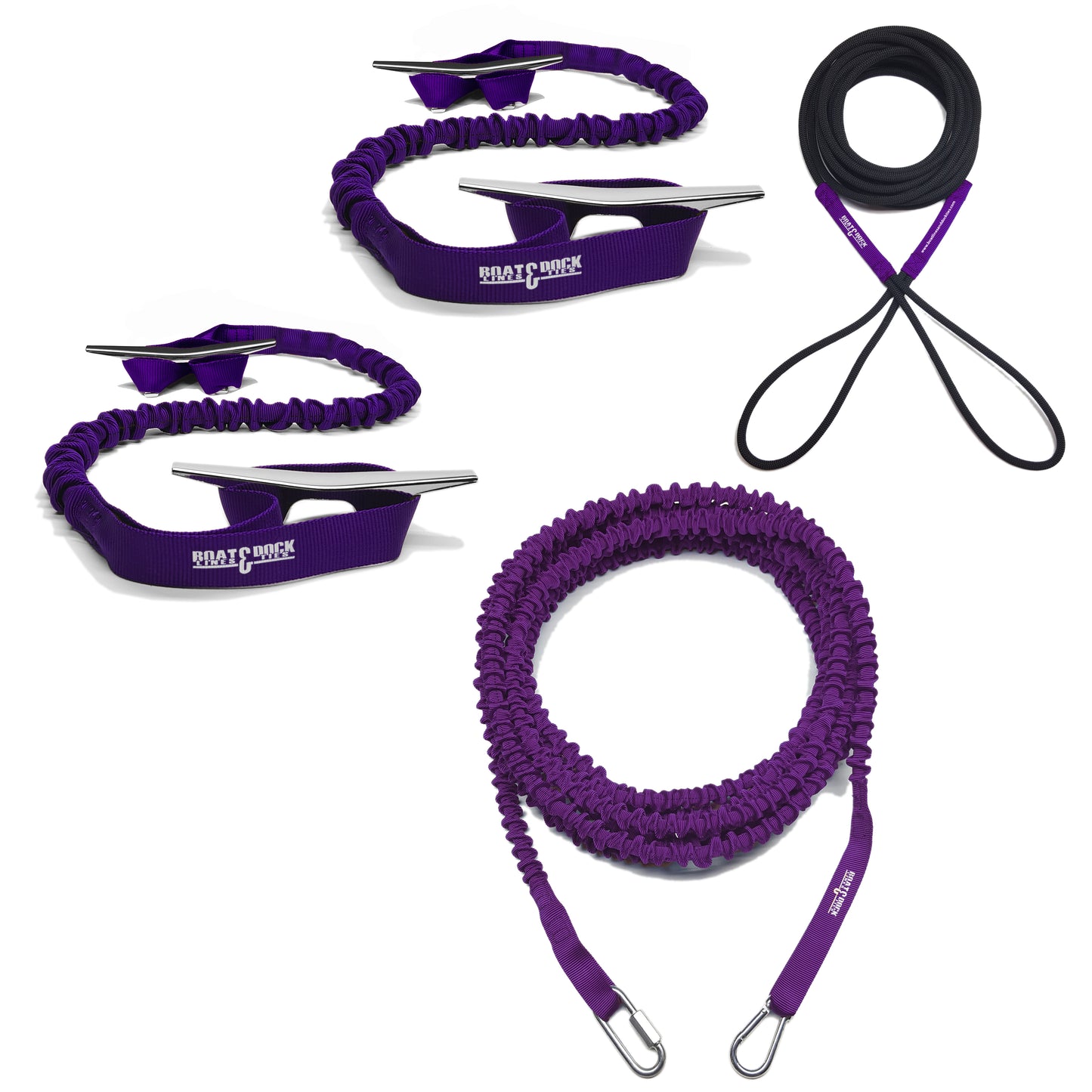 Ultimate Boaters Kit- 2 Loop Dock Ties, Anchor Bungee and Docking Bungee Rope - USA Made