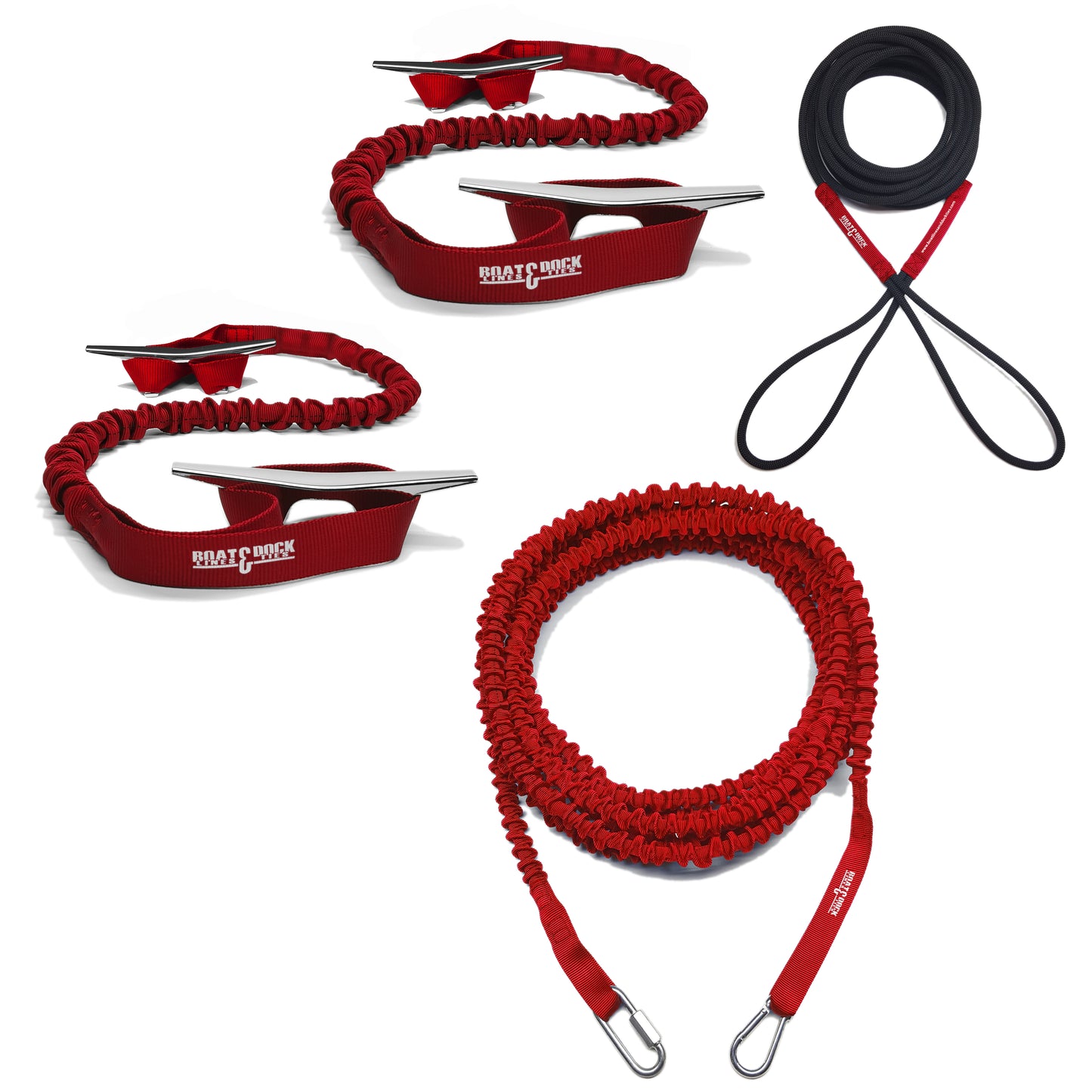 Ultimate Boaters Kit- 2 Loop Dock Ties, Anchor Bungee and Docking Bungee Rope - USA Made