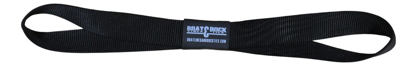 Figure 8 Webbing Strap - 14" end to end - Made in USA - Boat Lines & Dock Ties Boat Lines & Dock Ties Black