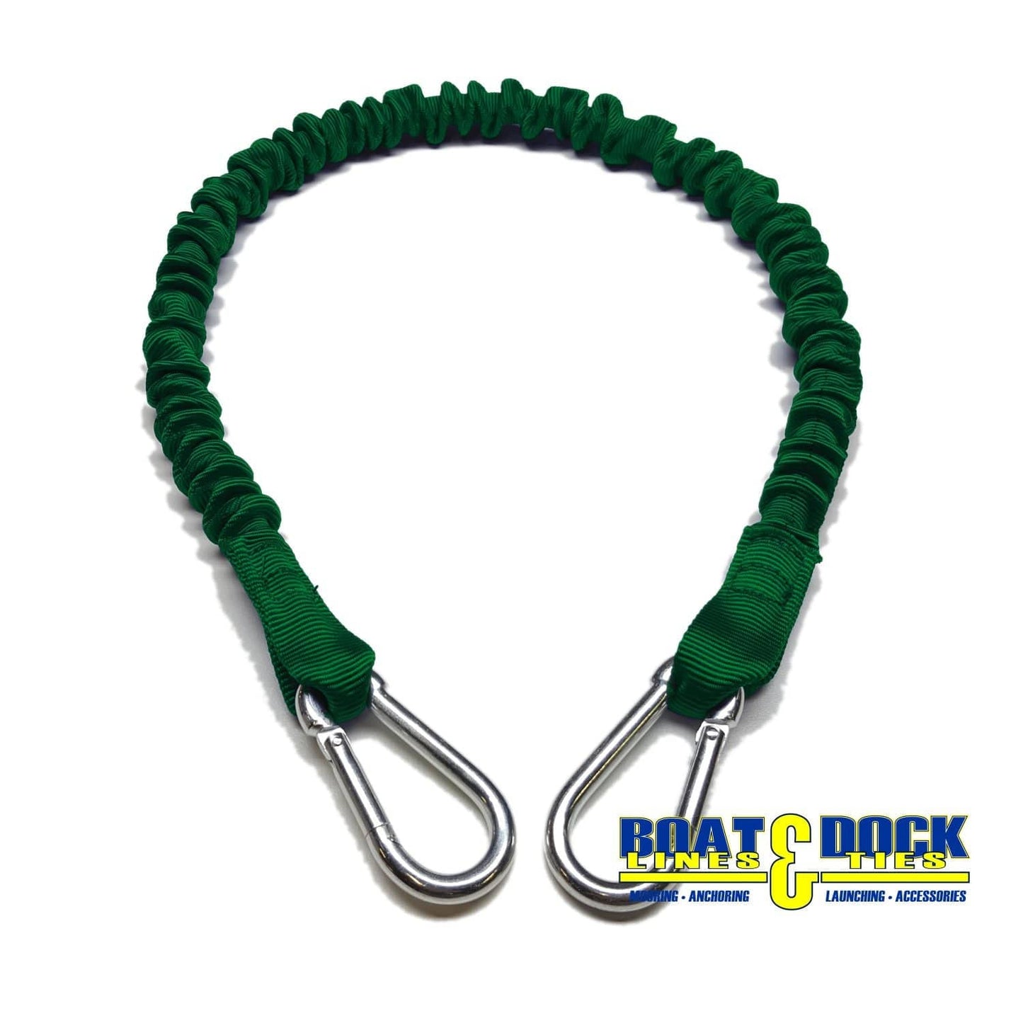 Boat Dock Tie Bungee Cords, 2 Hooked Ends, UV Protected Bungee Cords - Set of 2 - Made in USA - Boat Lines & Dock Ties Boat Lines & Dock Ties 24" / Green