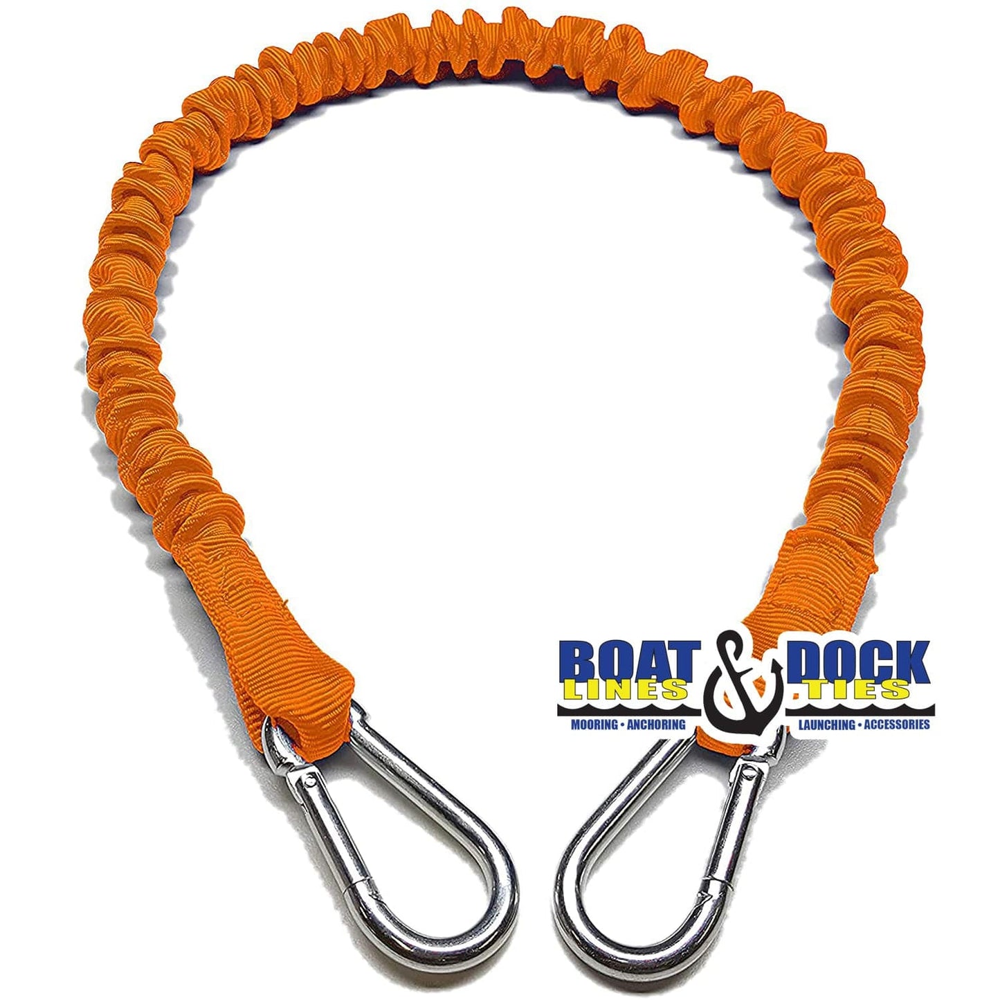 Boat Dock Tie Bungee Cords, 2 Hooked Ends, UV Protected Bungee Cords - Set of 2 - Made in USA - Boat Lines & Dock Ties Boat Lines & Dock Ties 24" / Orange