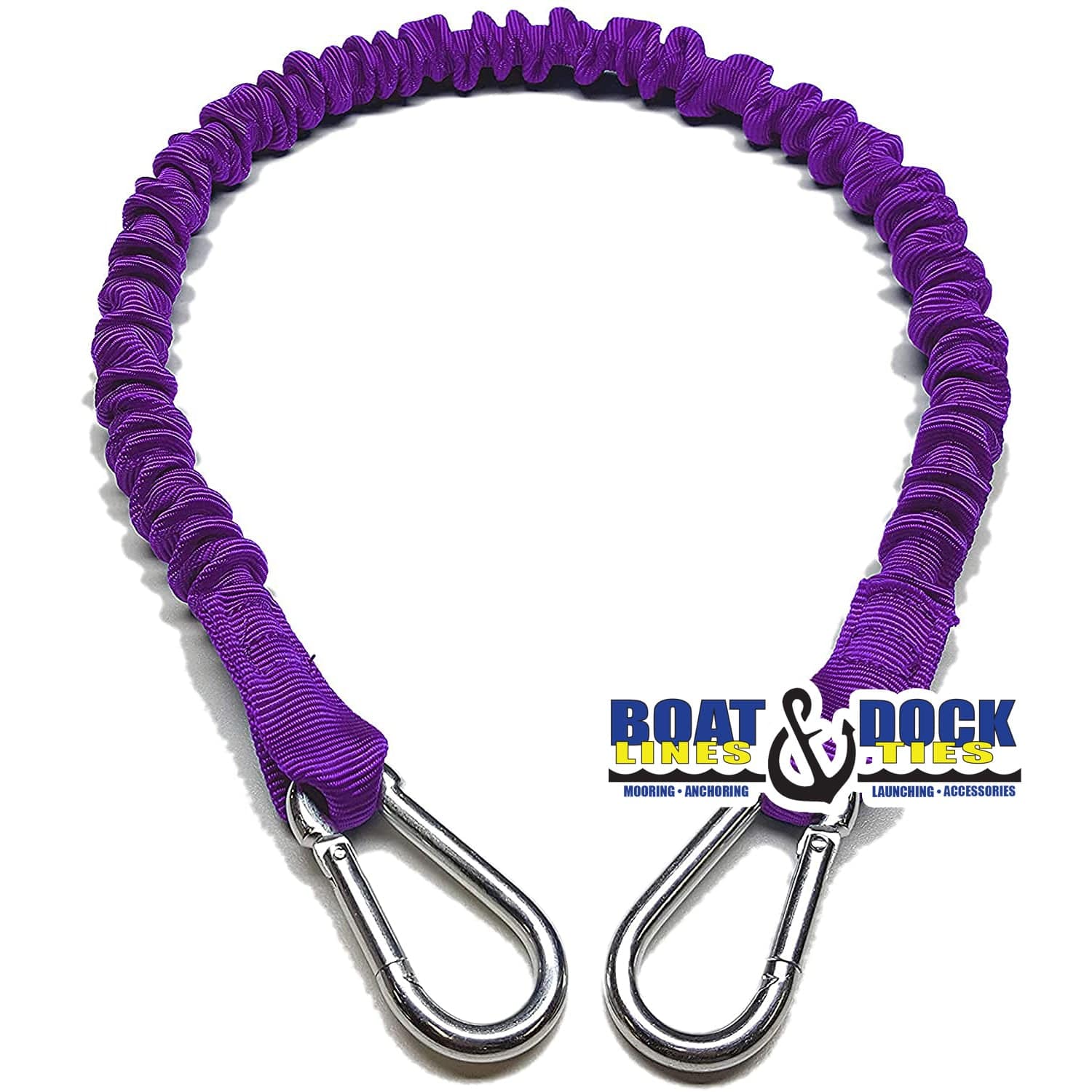 Boat Dock Tie Bungee Cords, 2 Hooked Ends, UV Protected Bungee Cords - Set of 2 - Made in USA - Boat Lines & Dock Ties Boat Lines & Dock Ties 24" / Purple