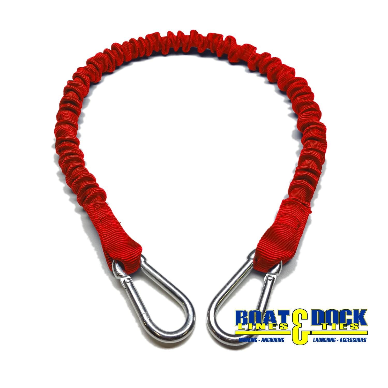 Boat Dock Tie Bungee Cords, 2 Hooked Ends, UV Protected Bungee Cords - Set of 2 - Made in USA - Boat Lines & Dock Ties Boat Lines & Dock Ties 24" / Red