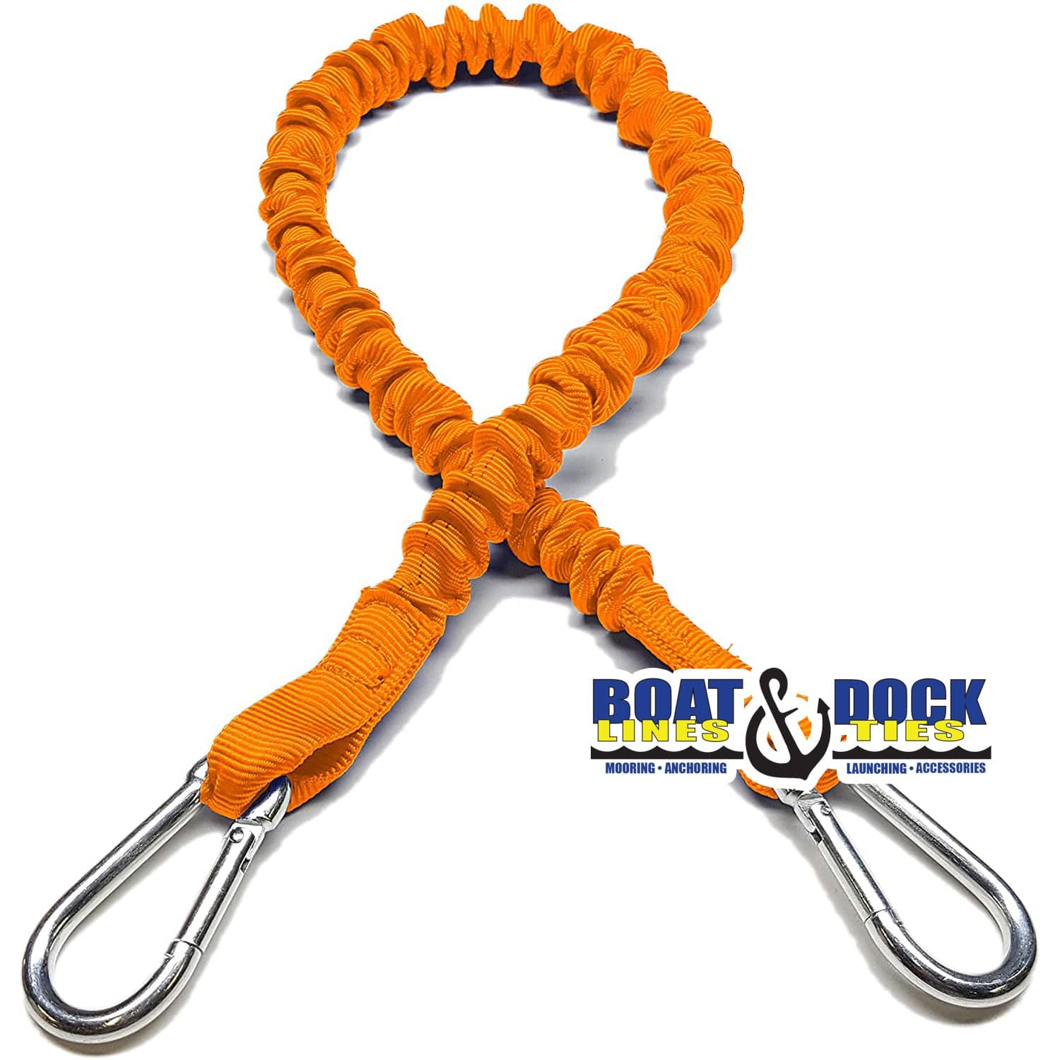 Boat Dock Tie Bungee Cords, 2 Hooked Ends, UV Protected Bungee Cords - Set of 2 - Made in USA - Boat Lines & Dock Ties Boat Lines & Dock Ties 36" / Orange