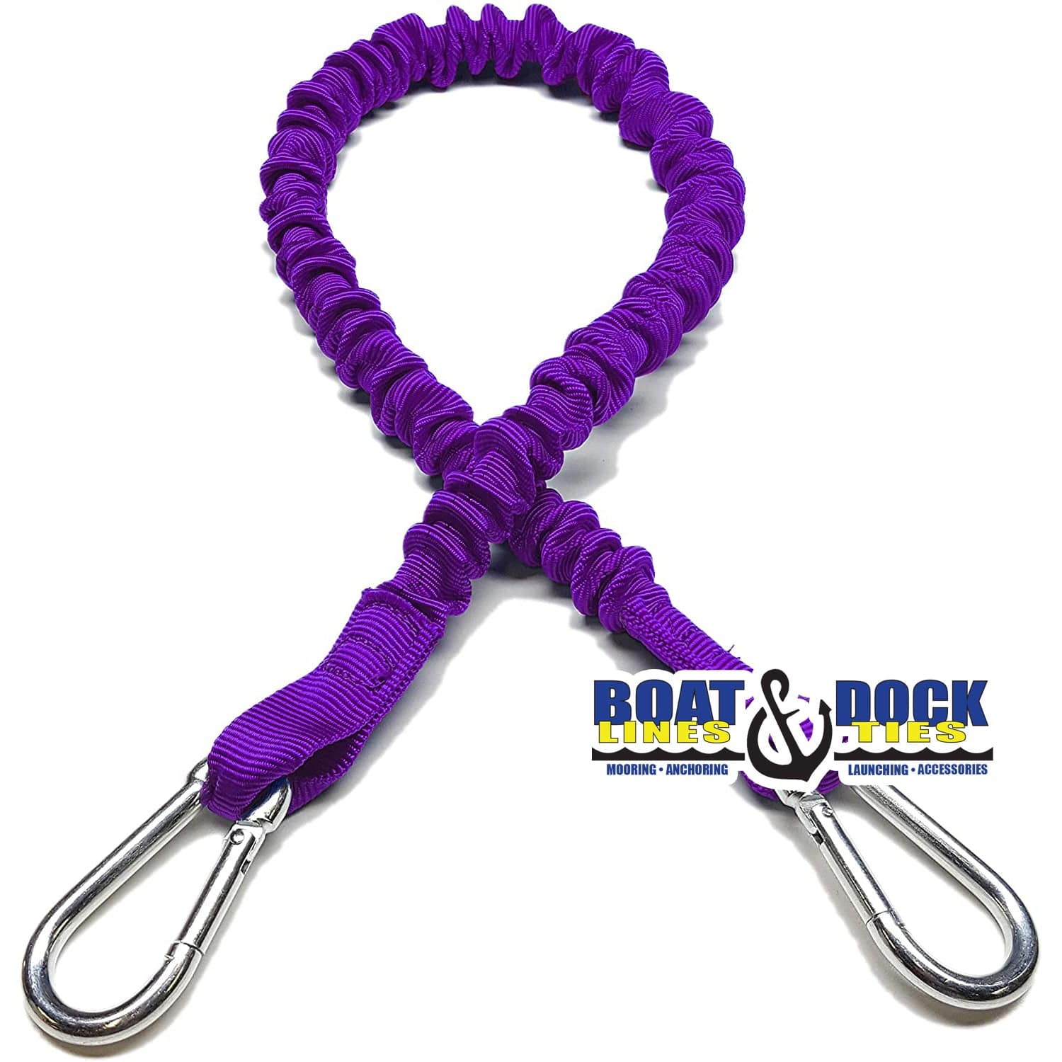Boat Dock Tie Bungee Cords, 2 Hooked Ends, UV Protected Bungee Cords - Set of 2 - Made in USA - Boat Lines & Dock Ties Boat Lines & Dock Ties 36" / Purple
