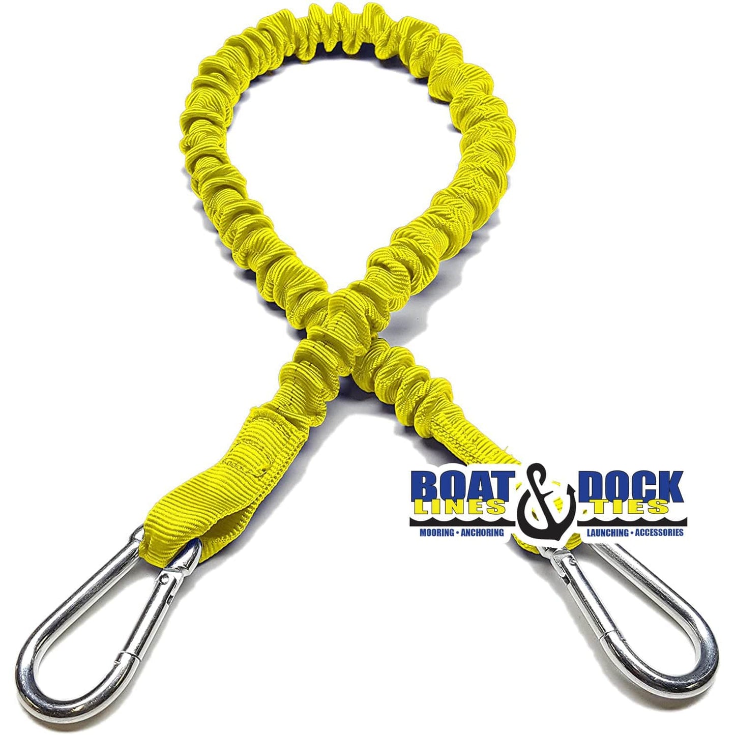 Boat Dock Tie Bungee Cords, 2 Hooked Ends, UV Protected Bungee Cords - Set of 2 - Made in USA - Boat Lines & Dock Ties Boat Lines & Dock Ties 36" / Yellow