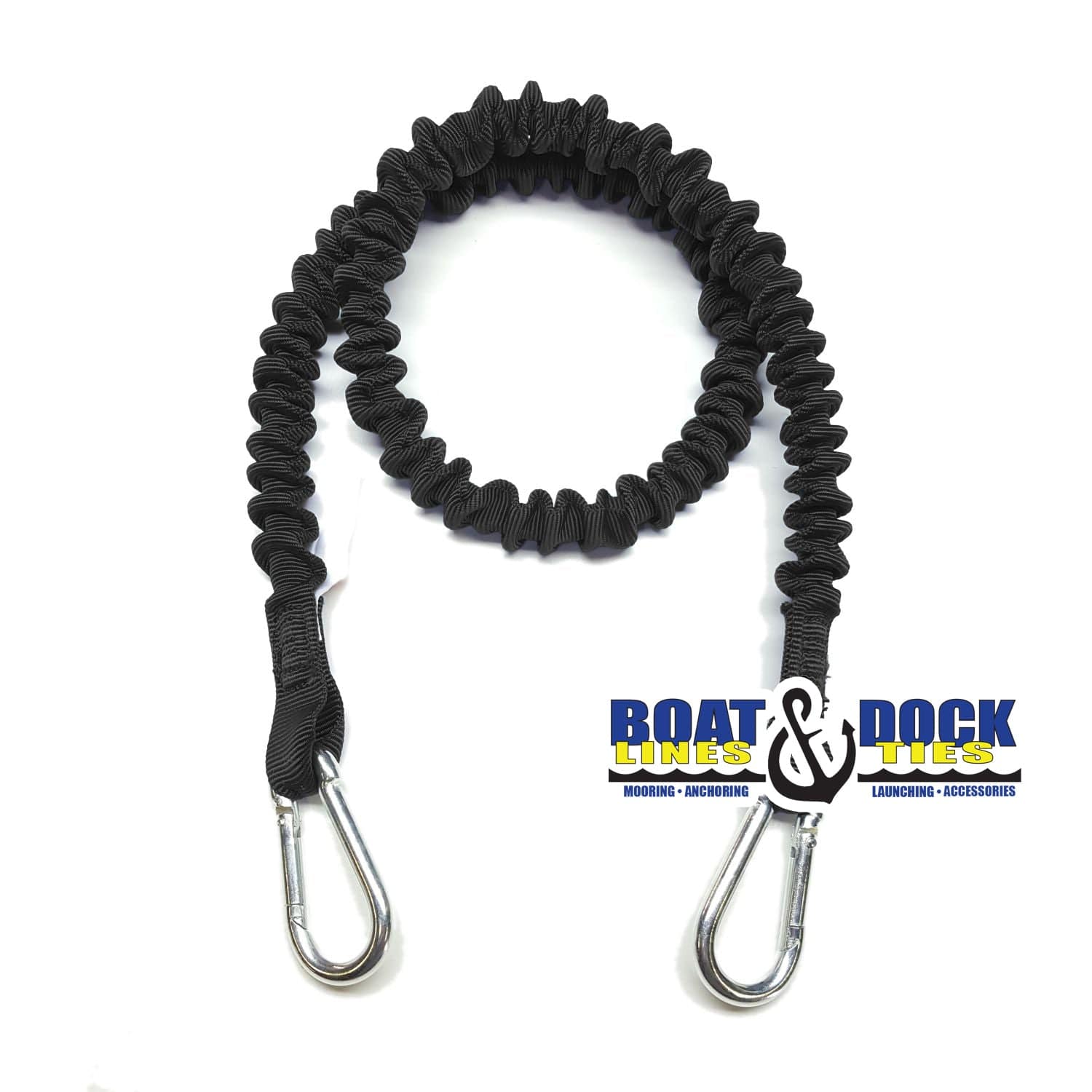 Boat Dock Tie Bungee Cords, 2 Hooked Ends, UV Protected Bungee Cords - Set of 2 - Made in USA - Boat Lines & Dock Ties Boat Lines & Dock Ties 48" / Black