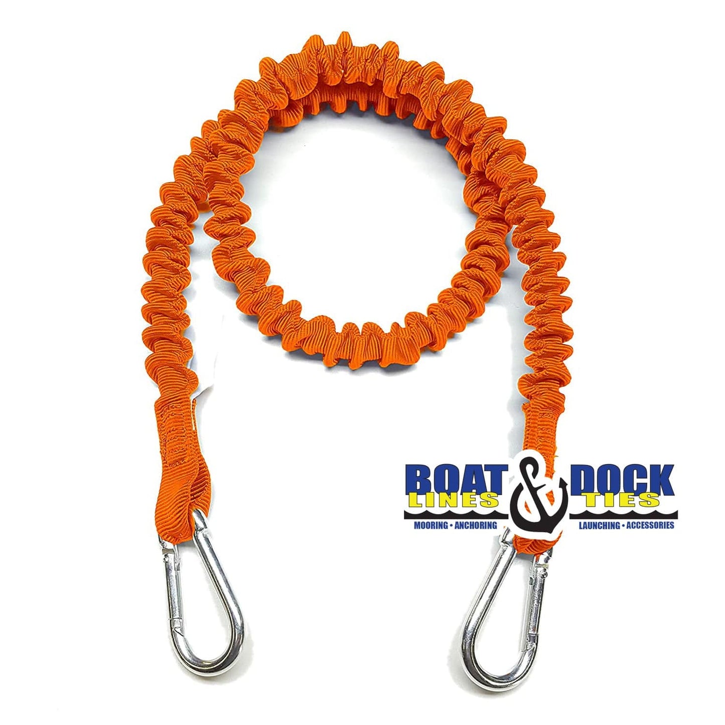 Boat Dock Tie Bungee Cords, 2 Hooked Ends, UV Protected Bungee Cords - Set of 2 - Made in USA - Boat Lines & Dock Ties Boat Lines & Dock Ties 48" / Orange