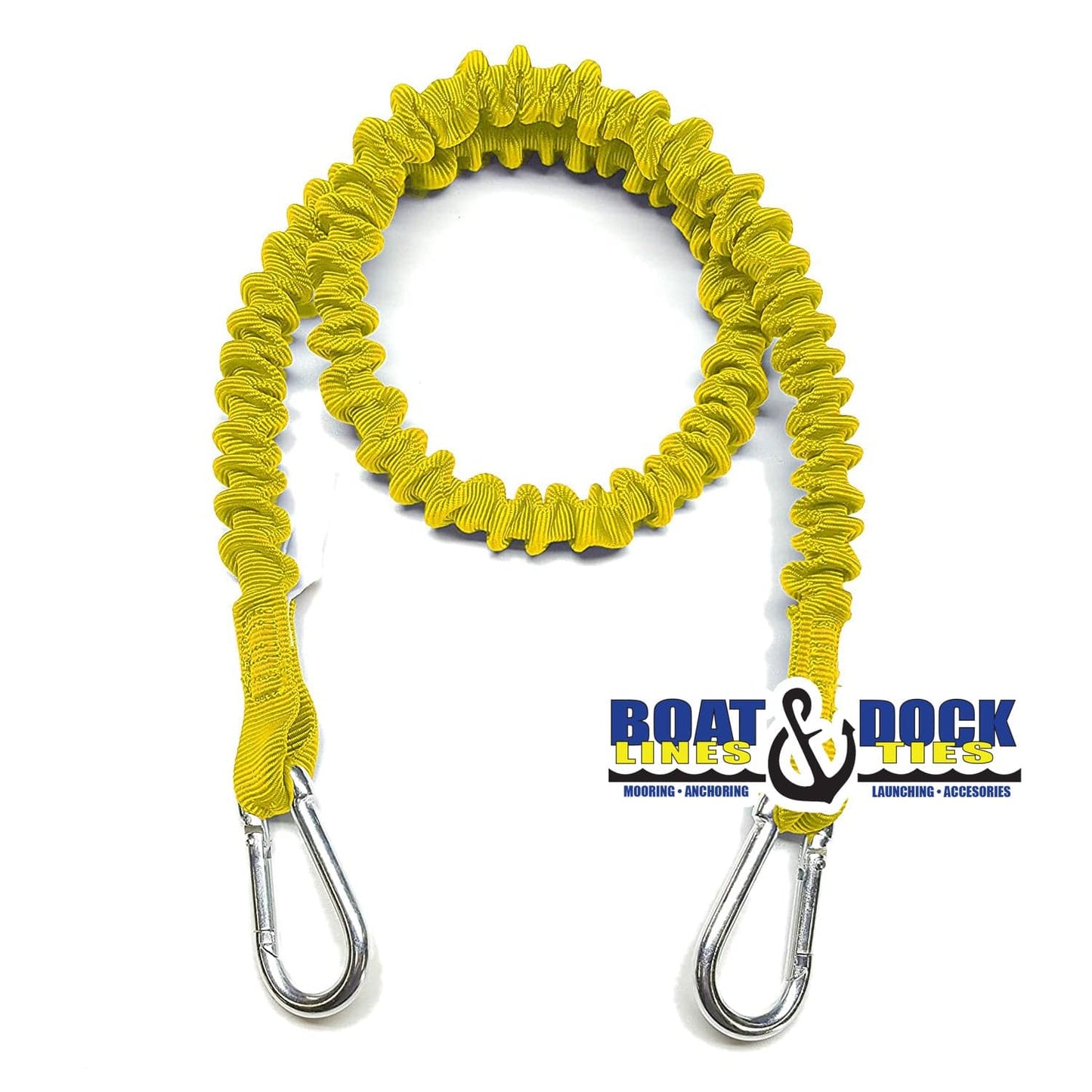 Boat Dock Tie Bungee Cords, 2 Hooked Ends, UV Protected Bungee Cords - Set of 2 - Made in USA - Boat Lines & Dock Ties Boat Lines & Dock Ties 48" / Yellow