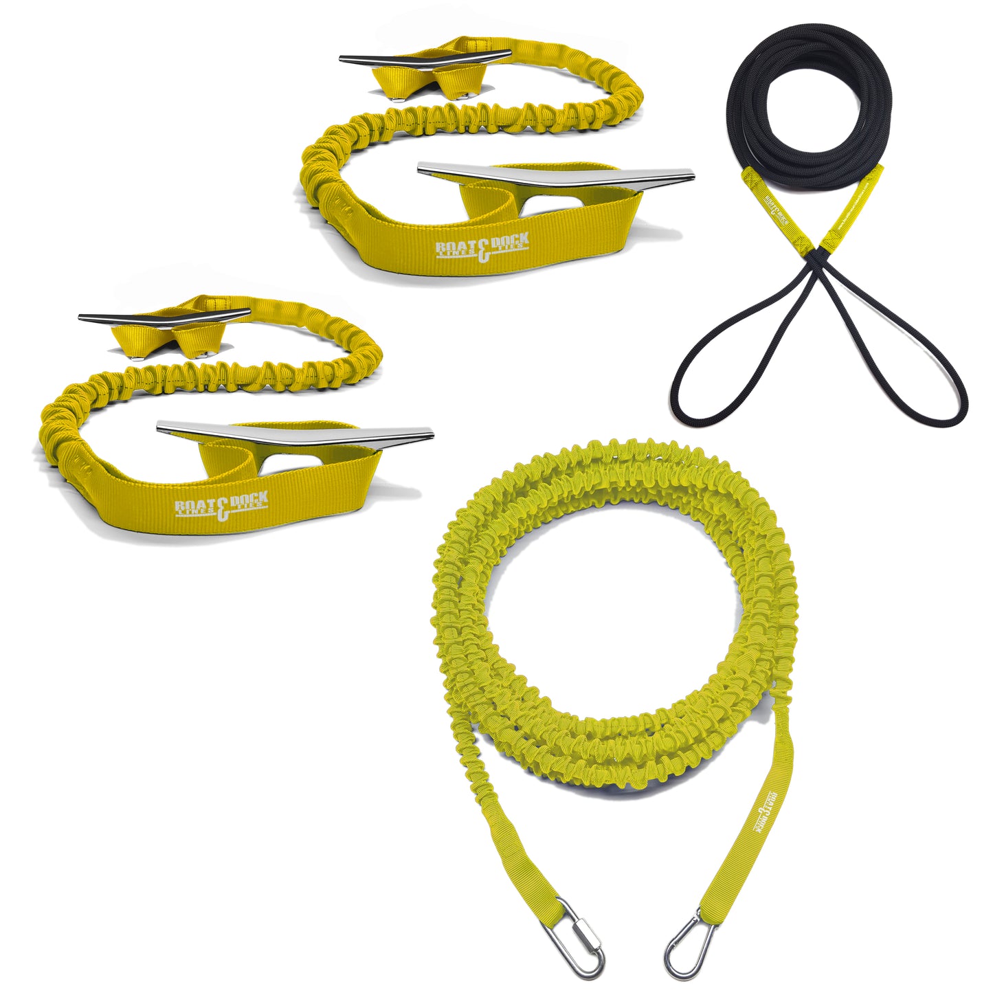 Ultimate Boaters Kit- 2 Loop Dock Ties, Anchor Bungee and Docking Bungee Rope - USA Made