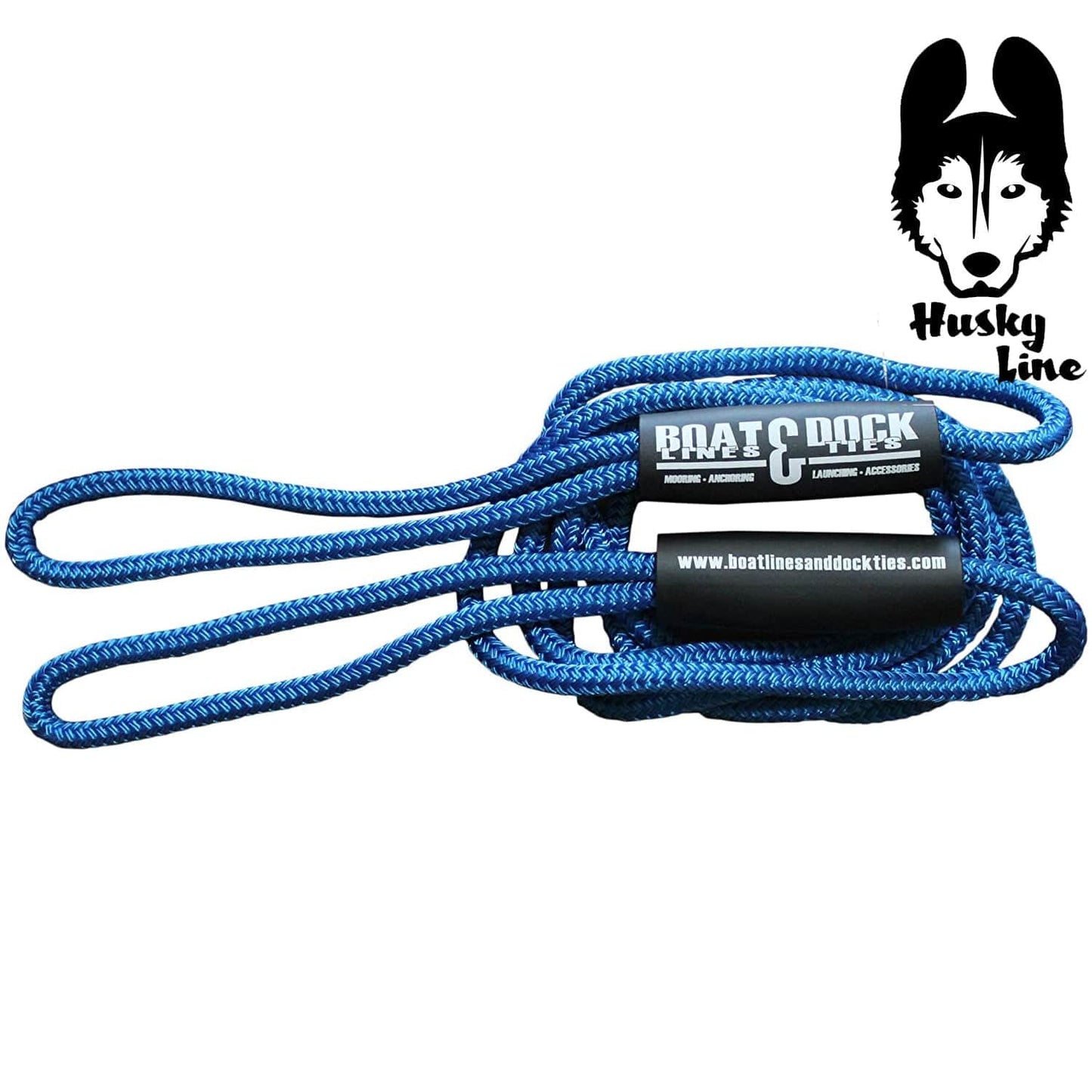 Boat Throw Rope- "Husky Line" 2 Loop Double Braided Nylon Rope, Stitched Loops and Floats - Boat Lines & Dock Ties Boat Lines & Dock Ties 25' / Blue