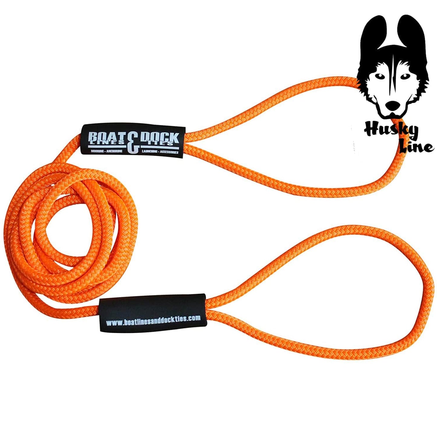 Boat Throw Rope- "Husky Line" 2 Loop Double Braided Nylon Rope, Stitched Loops and Floats - Boat Lines & Dock Ties Boat Lines & Dock Ties 25' / Orange