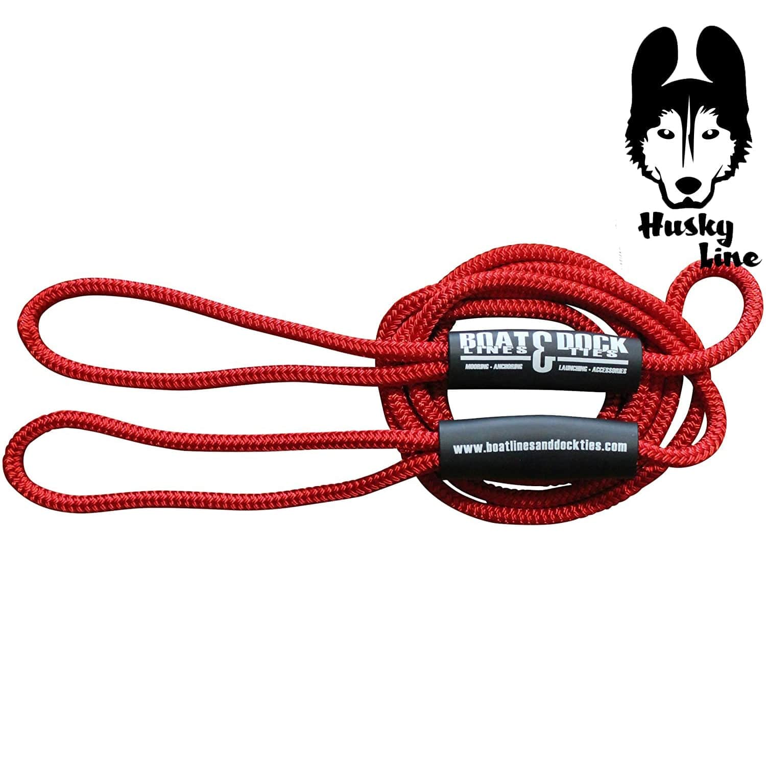 Boat Throw Rope- "Husky Line" 2 Loop Double Braided Nylon Rope, Stitched Loops and Floats - Boat Lines & Dock Ties Boat Lines & Dock Ties 25' / Red
