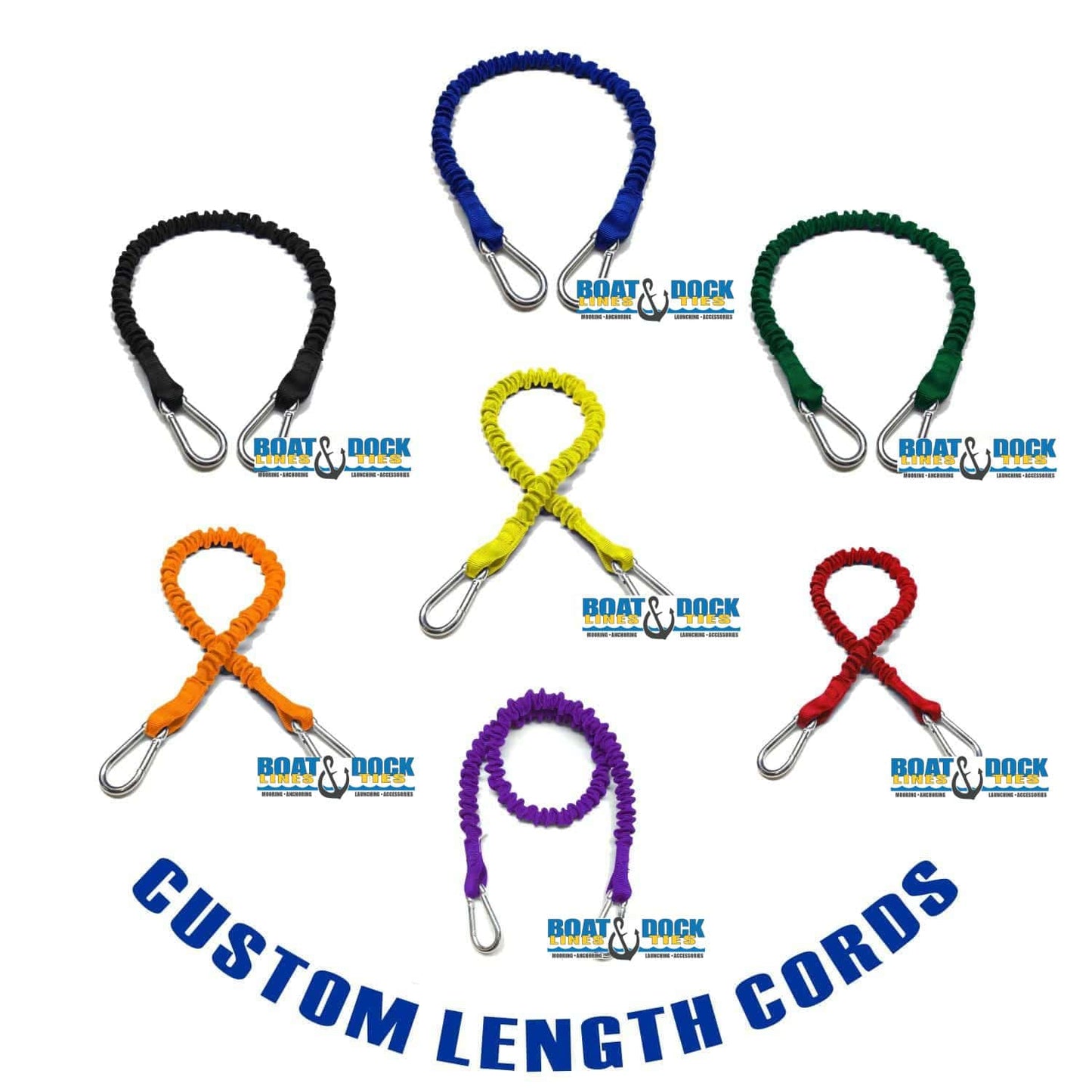 Custom Length 9mm (3/8") Boat Dock Tie Cords with 2 Hooks